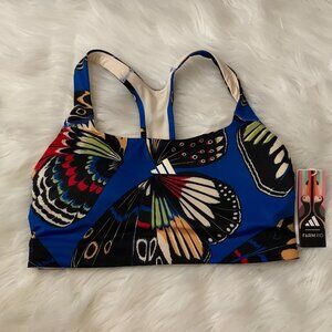 ADIDAS X FARM RIO Butterfly Medium Support Sports Bra in Black/Navy Sz L CUPS CD